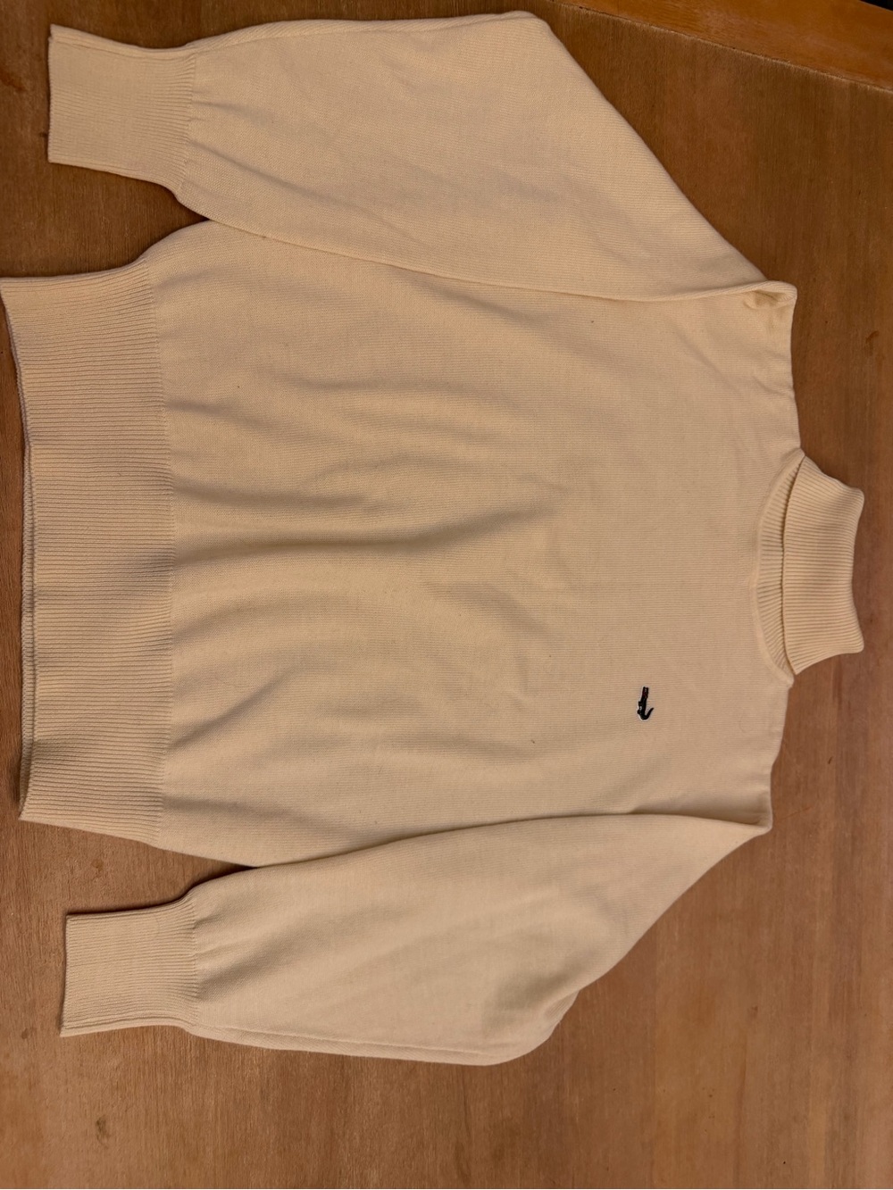 Cream Turtleneck Sweater with Subtle Logo - Women's Cowl & Turtleneck